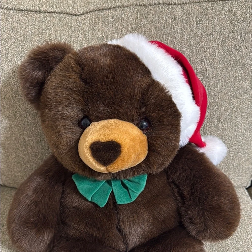 JC Penney Christmas Brown Teddy Bear Plush 24" Santa Hat Soft Stuffed Toy Gift - Picture 2 of 12